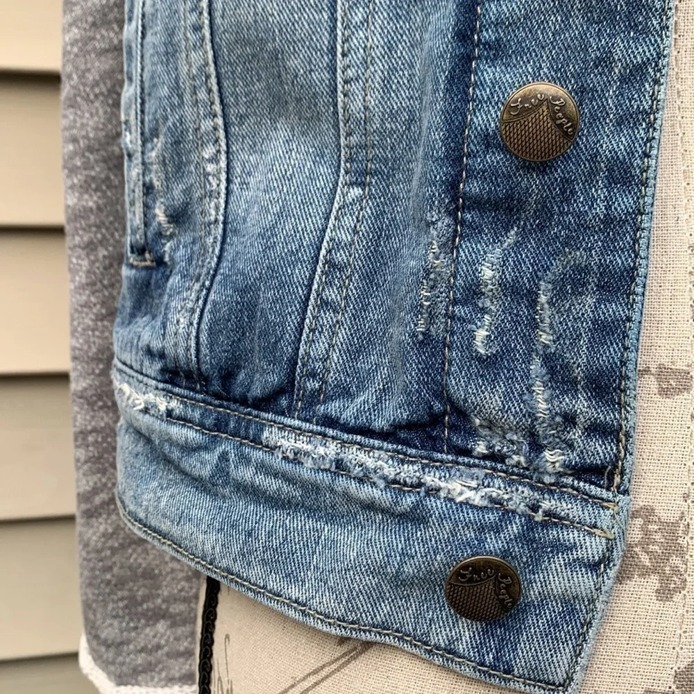 FREE People Denim/Knit Hoodie Jacket in Indie Wash